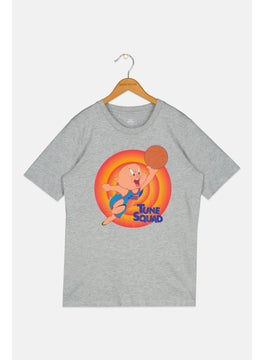 Space Jam Kids Boy Crew Neck Short Sleeve Graphic Print T-Shirt, Grey  - Image 1
