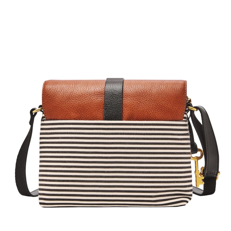 Fossil Women's Kinley Leather & Fabric Small Crossbody Purse Handbag, Black Stripe (Model: ZB7226080) - Image 3