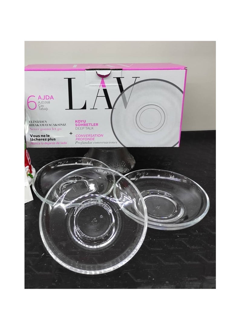 LAV طقم صحون شاي أجداء 6 قطع 110 مم - شفاف - Image 3