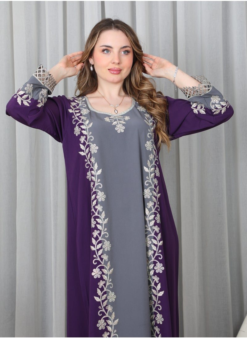 Bint Al Bilad Bint Al Bilad Women's Summer Long Luxury Jalabiya | Full-Length Kaftan Dress for Ramadan, Eid Ul Fitr, Wedding, Special Occasions | Embroidered Saudi Abaya | Modest Islamic Clothing  - Image 4