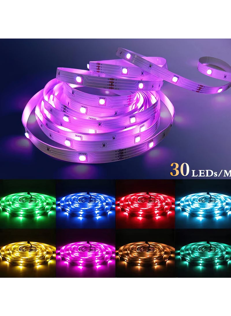 جولدفش شريط إضاءة LED RGB بلوتوث شريط إضاءة متعدد الألوان شريط إضاءة لخلفية الجدار شريط إضاءة 5 متر - Image 2