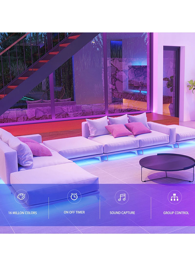 جولدفش شريط إضاءة LED RGB بلوتوث شريط إضاءة متعدد الألوان شريط إضاءة لخلفية الجدار شريط إضاءة 5 متر - Image 4