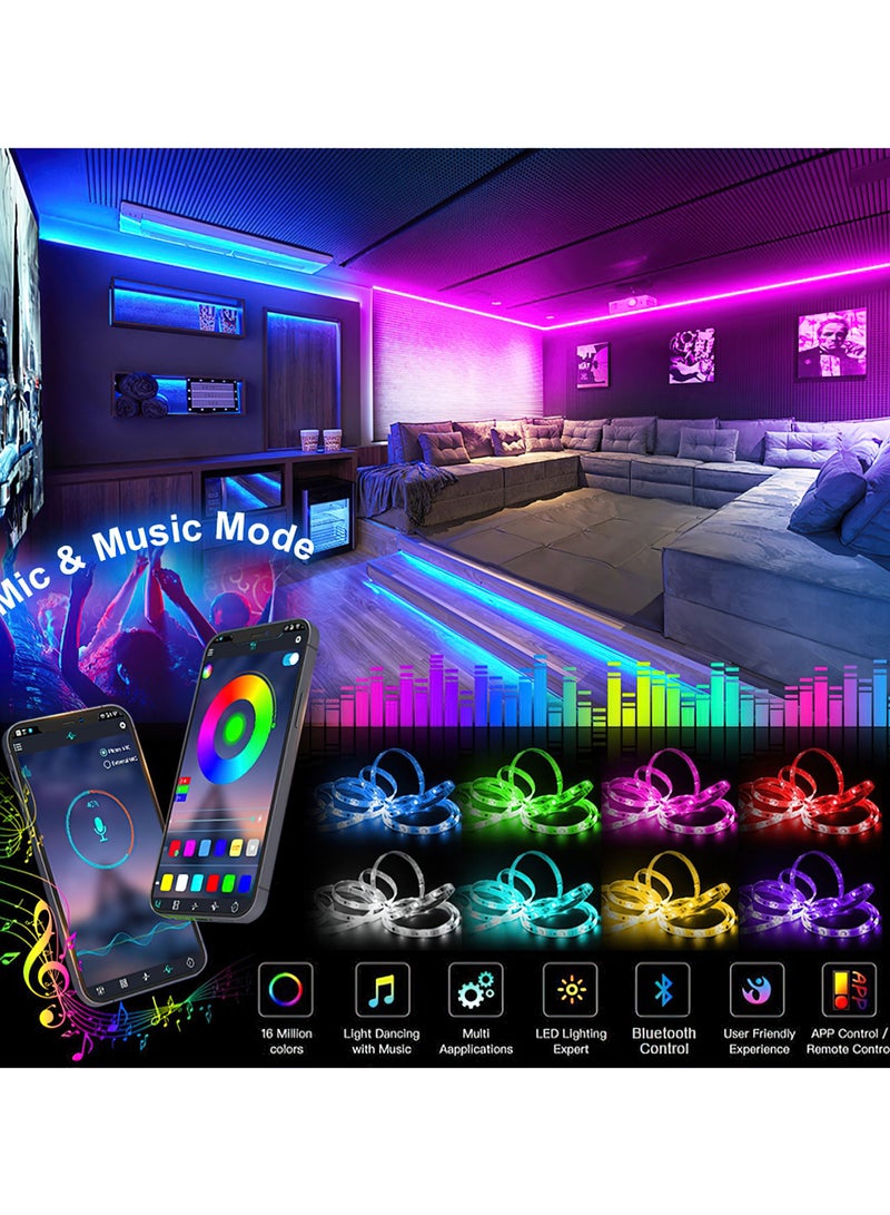 جولدفش شريط إضاءة LED RGB بلوتوث شريط إضاءة متعدد الألوان شريط إضاءة لخلفية الجدار شريط إضاءة 5 متر - Image 3