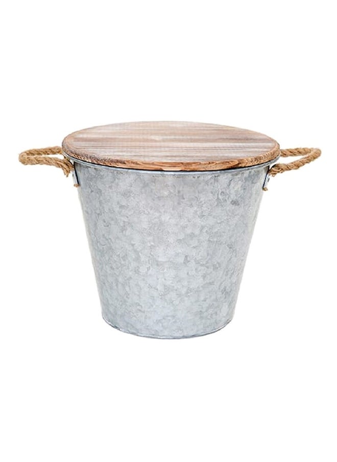 Patio Essentials Fresh Citronella Scented Elegant Galvanized Bucket Candle Silver and White 17 oz 21257G  - Image 1