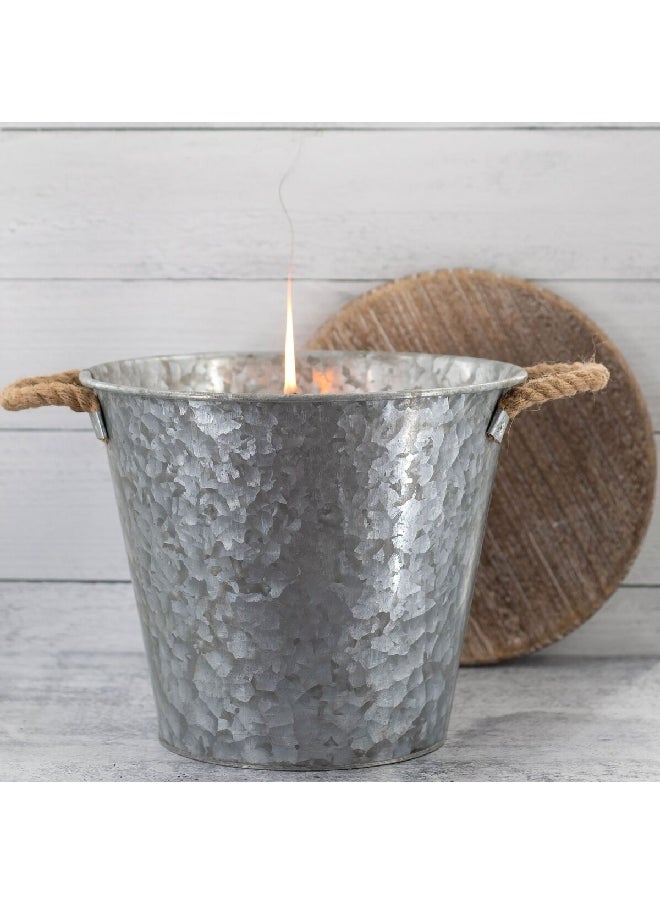 Patio Essentials Fresh Citronella Scented Elegant Galvanized Bucket Candle Silver and White 17 oz 21257G  - Image 2