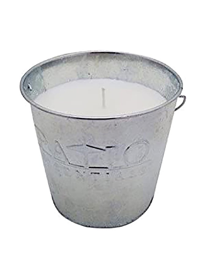 Patio Essentials Fresh Citronella Scented Elegant Galvanized Bucket Candle Silver and White 17 oz 21257G  - Image 3