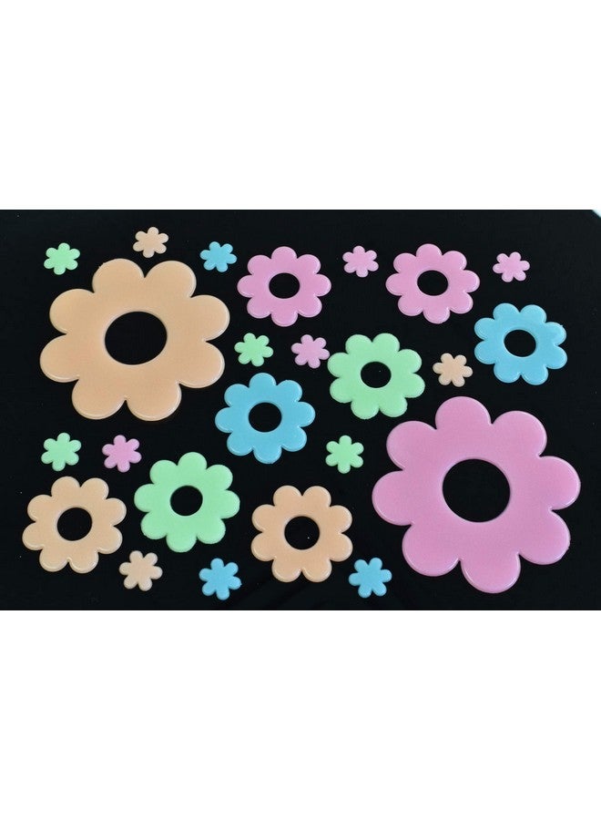 DirectGlow LLC DirectGlow 24 Piece Glow in The Dark Flowers Multicolor Wall Decor - Image 3