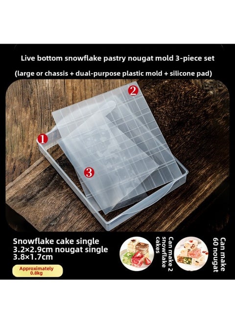 Snowflake Crisp Nougat Mold Plate Handmade Diy Tools Suit Full Set Household Non-stick Cooling Shaping Active Chassis-Specifications: Live Bottom Dual-use Mold-Color:See Figure