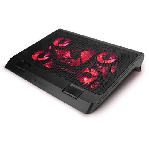 ENHANCE Gaming Laptop Cooling Pad Stand with LED Cooler Fans , Adjustable Height , & Dual USB Port for 17 inch Laptops - 5 Ultra Quiet High Performance Fans 2630 RPM & Built-In Bumpers - Red - Image 1