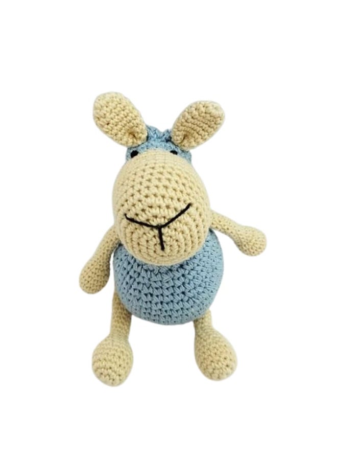 Happy Threads Handmade Crocheted Sheep (5 inch) – Blue | Crochet Toys | Child Safe | for Babies 6 Months & Above | Dolls for Boys/Girls| For Birthday Gift | Decorative Items for Room - Image 1