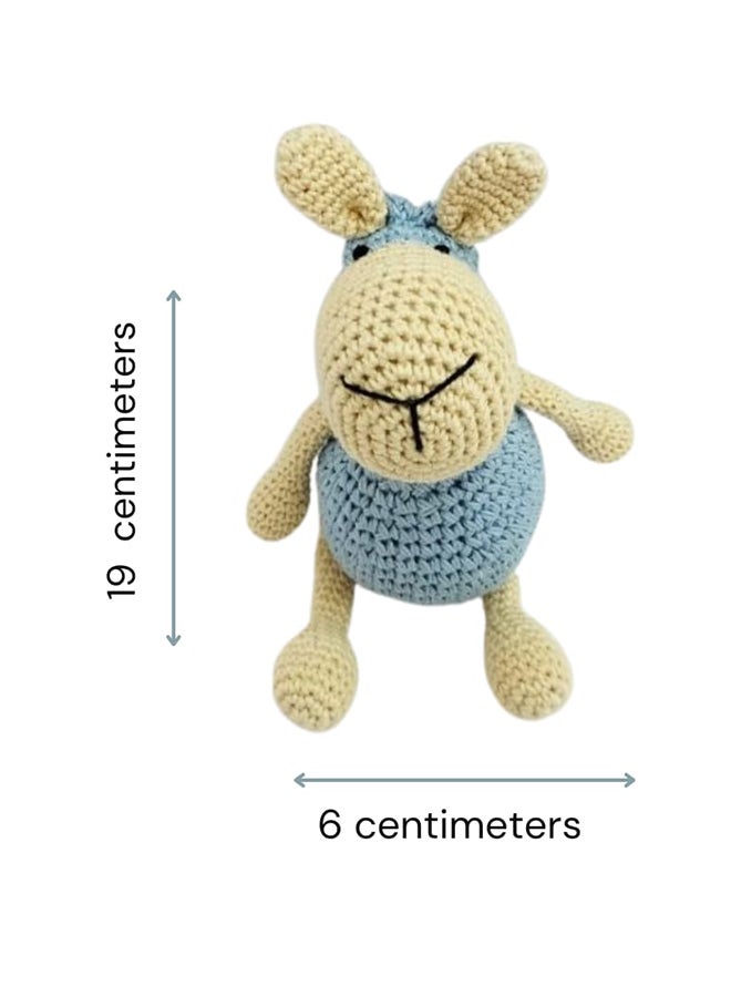 Happy Threads Handmade Crocheted Sheep (5 inch) – Blue | Crochet Toys | Child Safe | for Babies 6 Months & Above | Dolls for Boys/Girls| For Birthday Gift | Decorative Items for Room - Image 3