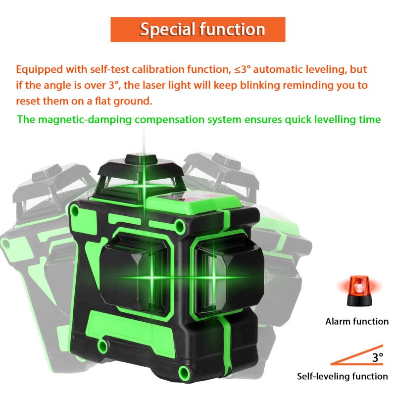 Multifunctional 3D 12 Lines Level Tool Vertical Horizontal Lines with Self-leveling Function - Image 4