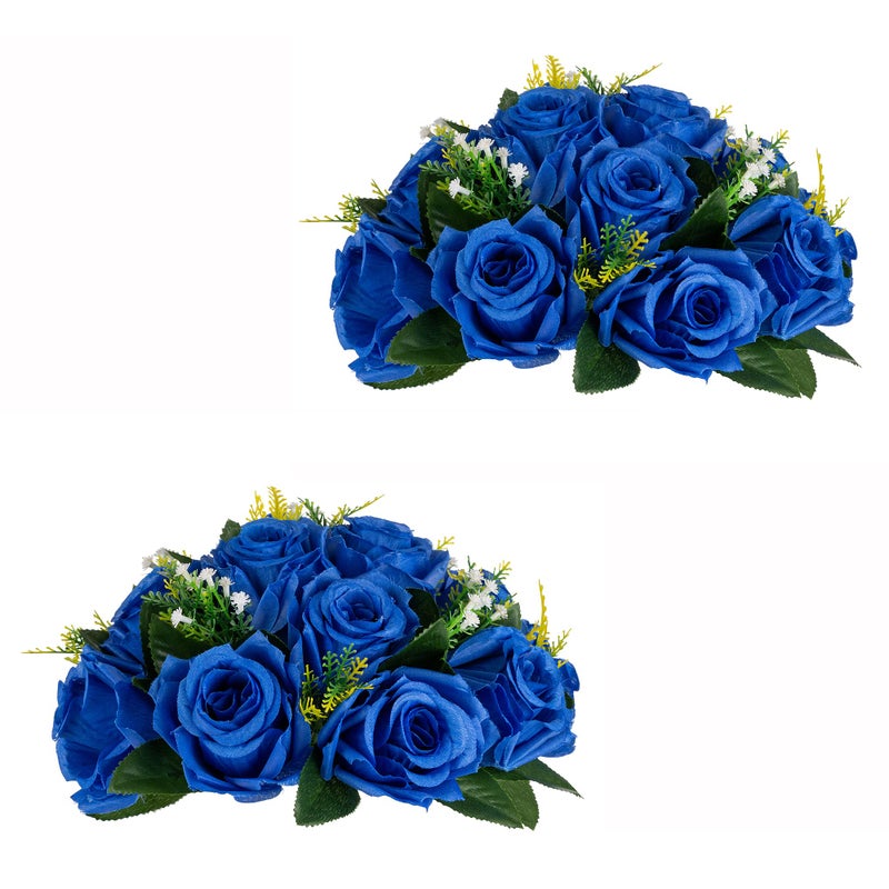 Inweder Wedding Flower Balls for Centerpieces  2 Pcs Artificial Flower Ball Arrangement Bouquet Fake Flowers Rose Balls for Weddings Birthday Party Home Decor Royal Blue