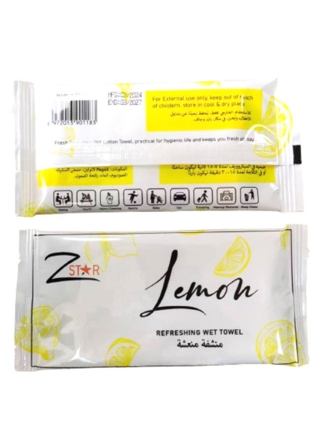 Z Star Lemon Refreshing Wet Towel 20 Pcs- Individually Wrapped, Soft & Absorbent, Travel-Friendly, Lemon Scented Towels for All Skin Types" - Image 1