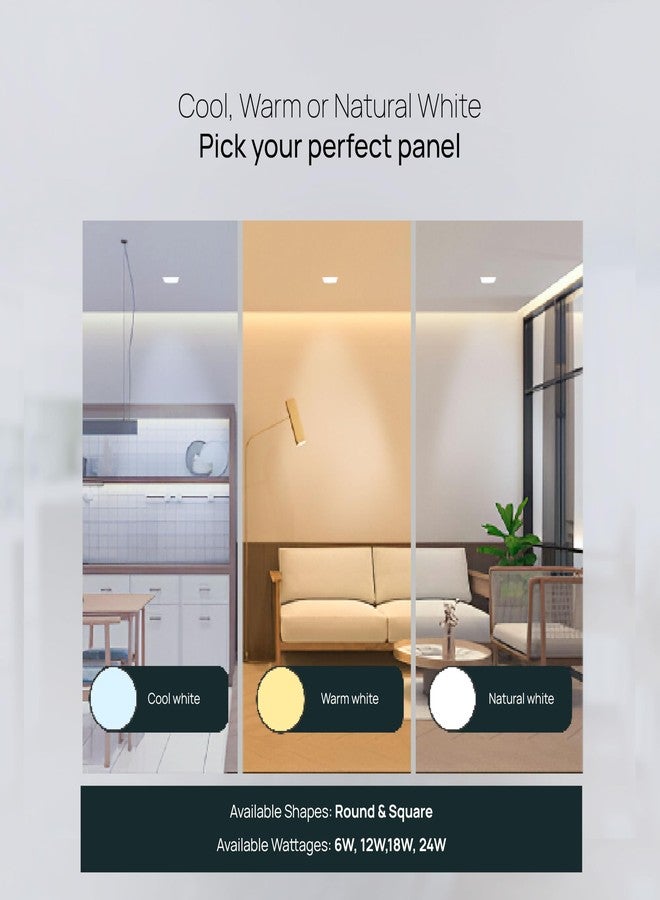 ويبرو لوحة إضاءة LED مربعة بدون إطار من البولي كربونات من ويبرو، لون العقيق، 6 واط | ضوء أبيض بارد (6500 كلفن) | تصميم أنيق بدون إطار لتوزيع أوسع للضوء | إضاءة LED مثبتة على السطح للسقف | عبوة من قطعة واحدة - Image 4