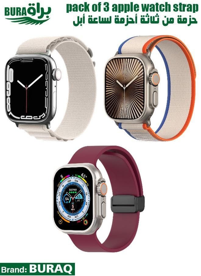 BURAQ - Apple Watch Band Strap For Apple Watch Ultra 2/Ultra 49mm, Series 10 46mm, 9/8/7 45mm, SE2/SE/6/5/4 44mm, 3/2/1 42mm - Image 1