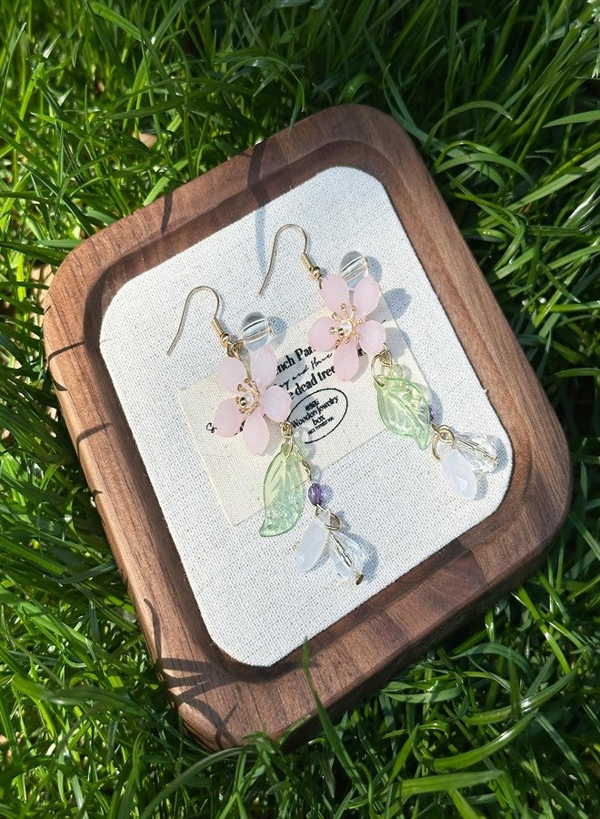 HTH Rose Dangle Earrings 14k Gold Plated Pearl Flower Tassel Statement Earrings for Women Girls(B-Peach,Pink) - Image 5