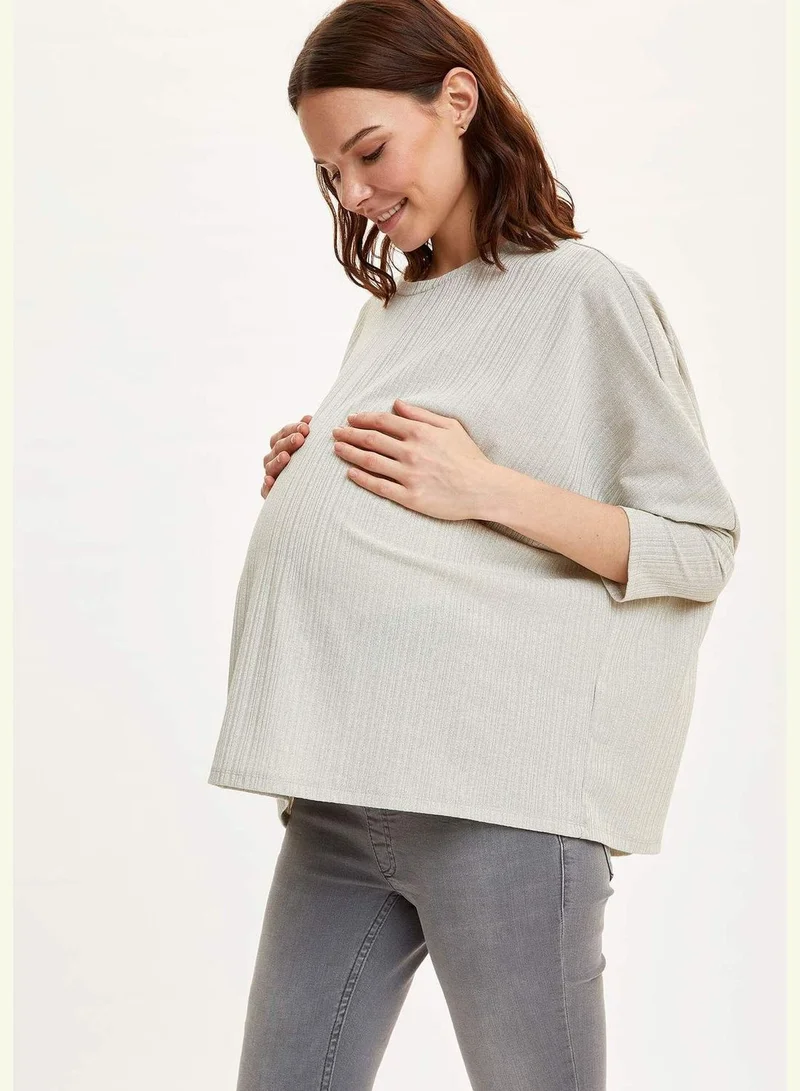 DeFacto Woman Maternity Wear Loose Fit Crew Neck Knitted Tops Long Sleeve
