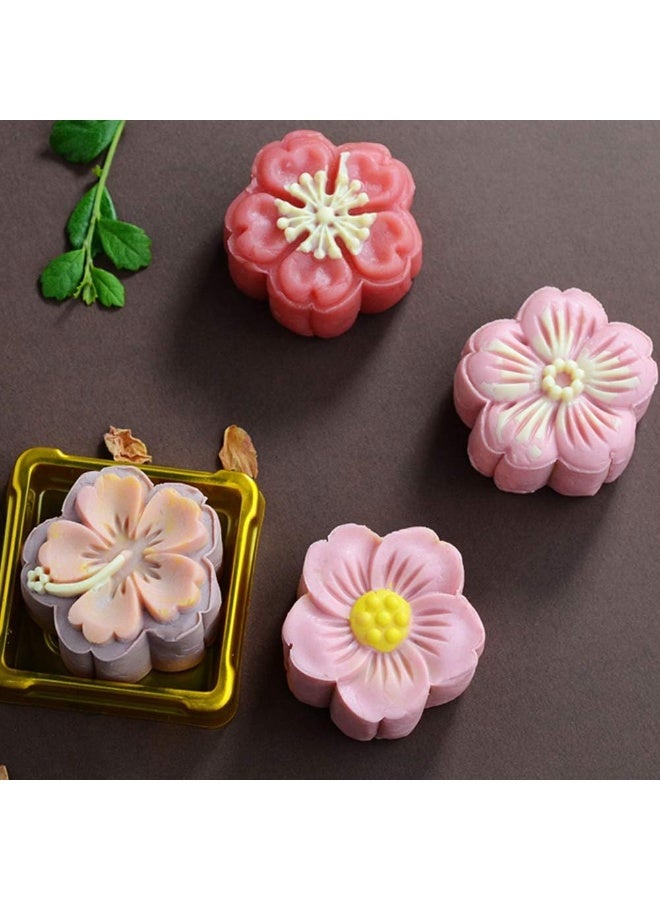 SHAOZHEN Moon Cake Mold Set 4pcs 50g Cookie Stamps, Cherry Blossom Floral Mid Autumn Festival DIY Hand Press Cookie Dessert Cutter Pastry Decoration Flower Impressions Tool Mooncake Maker (50g) - Image 4