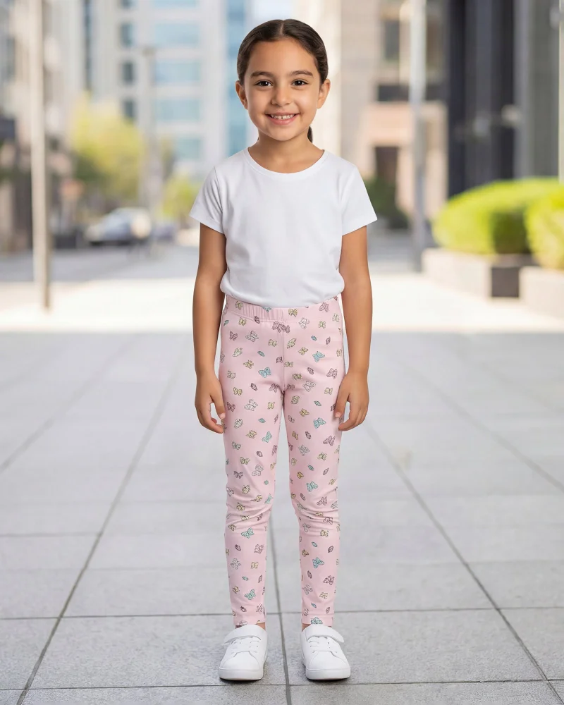 Redtag Girls Pink Printed Leggings