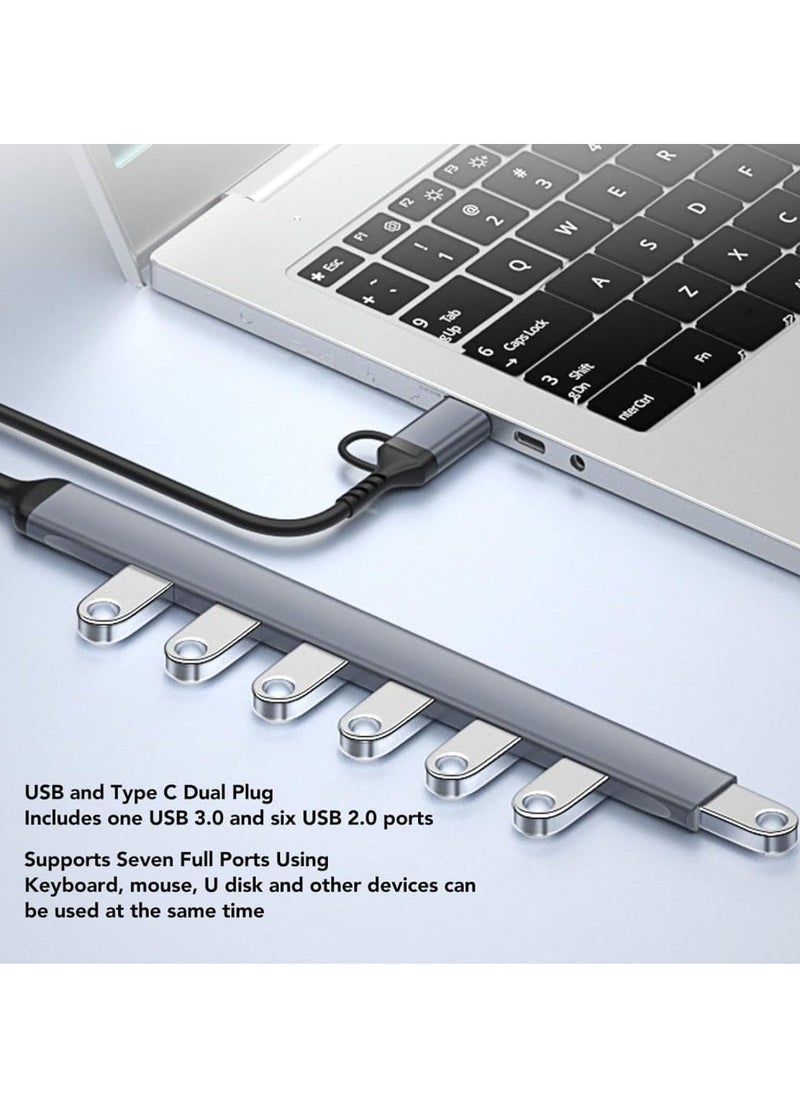 سبون - موزع من النوع سي 7 في 2 USB ب7 منافذ ,منفذين USB 3.0 سرعة نقل البيانات بسرعة 5 جيجابت في الثانيةمتوافق مع ماك بوك برو واير واللابتوب وغيرها من الاجهزة من النوع سي - Image 1