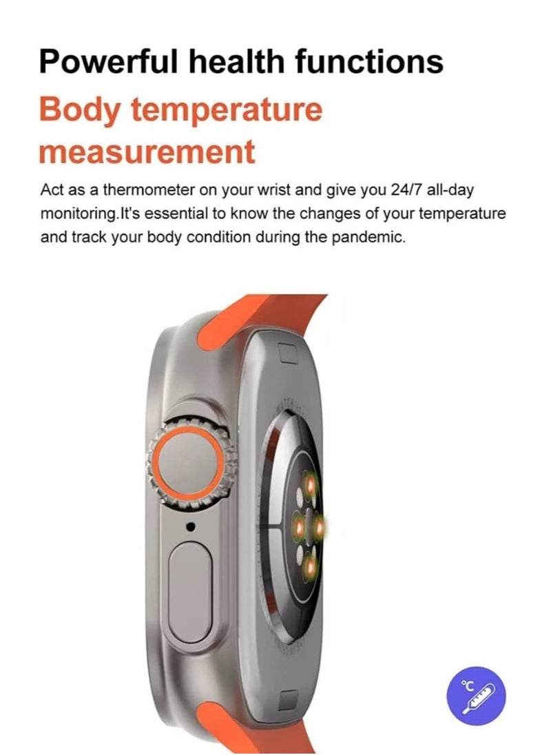 C idea - Cidea TW8 Ultra Smartwatch Series S8 1.96 Inch Screen Smart Watch with Silicone Strap Orange - Image 1