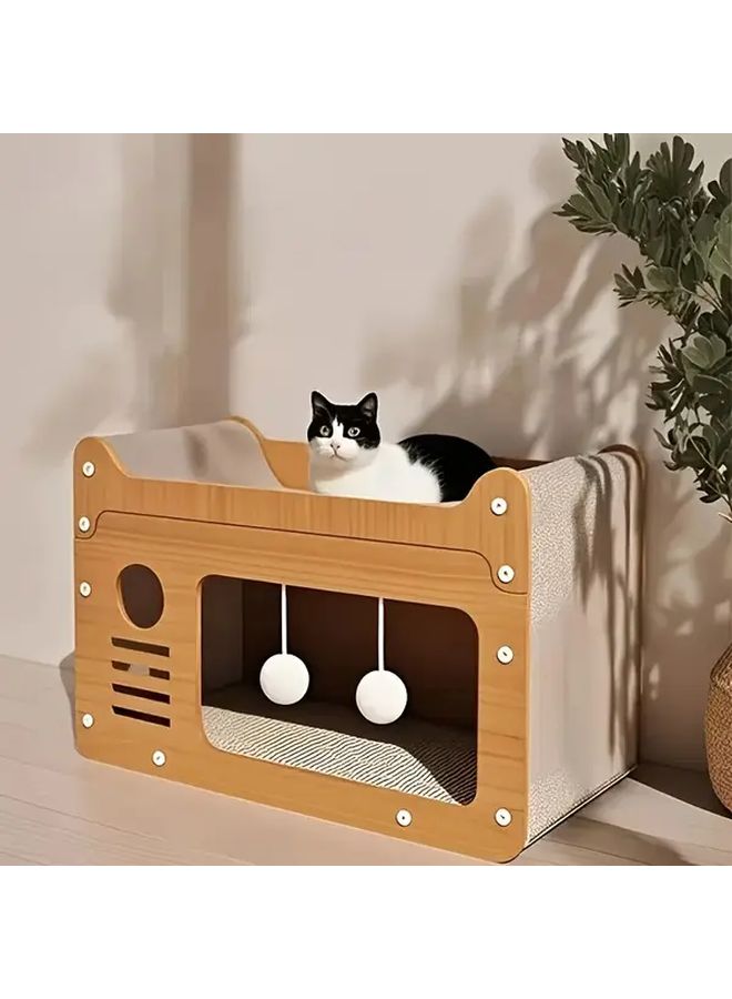 Large Cat Scratching Post And House Heavy Duty Cardboard Cat House With Scratching Posts Two Level Design Easy Assembly Space Saving Indoor Cat Furniture For Large Cats Sturdy Climbing Scratching And Resting Structure Ideal For Multi Cat Households Cat Scratchers For Indoor Cats Claw Maintenance Tool Durable Cardboard Pet Climbing Tower Cat House Bed Gym And Playful Furniture - Image 4