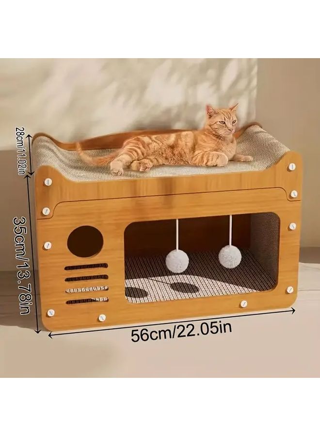 Large Cat Scratching Post And House Heavy Duty Cardboard Cat House With Scratching Posts Two Level Design Easy Assembly Space Saving Indoor Cat Furniture For Large Cats Sturdy Climbing Scratching And Resting Structure Ideal For Multi Cat Households Cat Scratchers For Indoor Cats Claw Maintenance Tool Durable Cardboard Pet Climbing Tower Cat House Bed Gym And Playful Furniture - Image 2