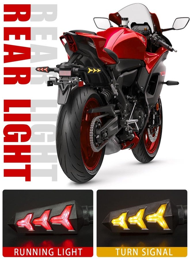 KICRY Flush Mount Turn Signals Motorcycle LED Sequential Blinkers 3 Wire Front Indicators Compatible with Yamaha YZF R1 R3 R6 R6S FJ 09 FZ MT 07 09 Honda Kawasaki Suzuki BMW (Blue&Amber+Red&Amber) - Image 3