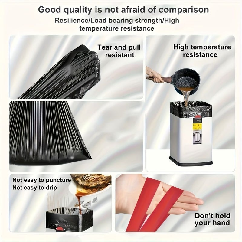 150 Durable Leak Resistant Black Drawstring Garbage Bags for 3 17 Gal Bins Home Office Kitchen Bathroom Outdoor Trash Can Use - Image 2