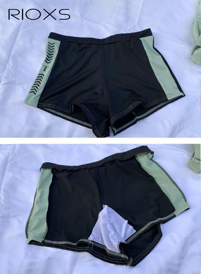RIOXS 3-piece Women's Modest Long-Sleeve Swimwear Set with UPF Sun Protection,  High-Waisted Bottoms for a Flattering Silhouette, Quick-Dry Ocean Fishing Sun Protection Set, Form-Fitting Long Pants and Underwear to Prevent Embarrassing Situations, Chafing-Resistant Wetsuit, Full-Coverage Active Swimwear for Snorkeling, Surfing, Beach Yoga, and Pool Workouts, Green - Image 5