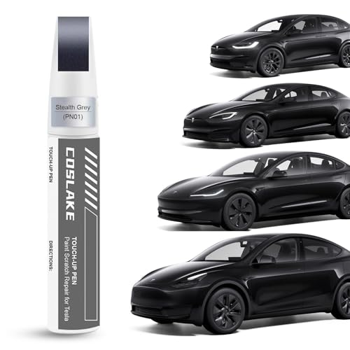 COSLAKE Car Touch Up Paint(Stealth Grey(PN01)) for Tesla Model Y/3/S/X, 2 in 1 DIY Car Paint Scratch Repair Kit with Pen Tip & Brush, Scratch Remover Pen with Color-Matched for Tesla - Image 1