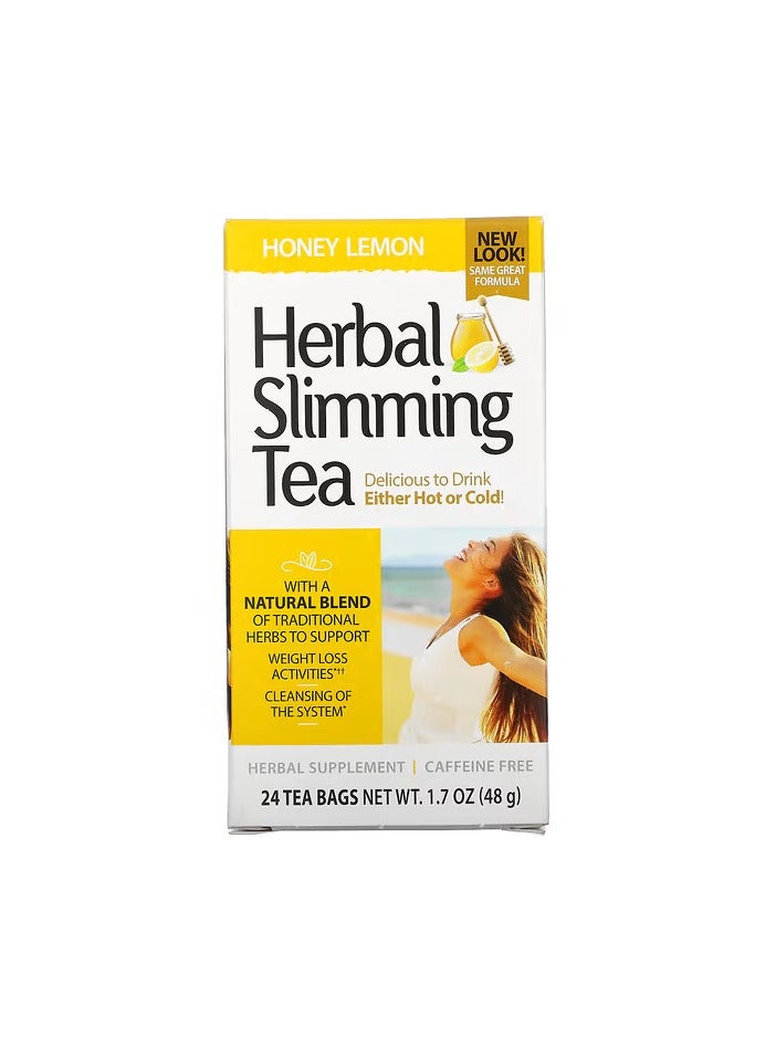 21st Century Herbal Slimming Tea, Honey Lemon, Caffeine Free, 24 Tea Bags, 1.7 oz (48 g)