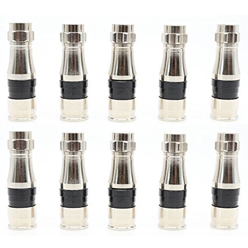 ANHAN F Type RG11 Coax Cable Compression Fitting/Connector with Weather Seal O Ring 10PACK - Image 1