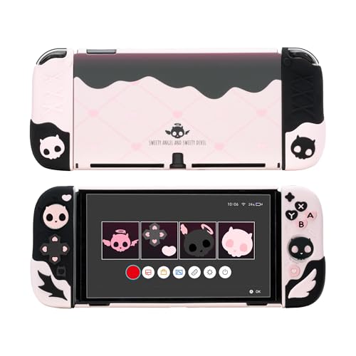GeekShare Protective Case for Switch OLED ModelAntiScratch Slim Cover Case Compatible with Switch OLED Separable Soft Silicone Shell with 2 Thumb Grip Caps Sweetheart Skull - Image 1