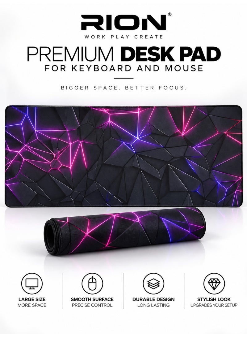 RION 3D Neon Crack Gaming Mouse Pad, Large Extended Desk Mat, Smooth Cloth Surface, Non-Slip Rubber Base, XXL Mousepad for PC, Laptop, Gaming, Office and Home - Image 1