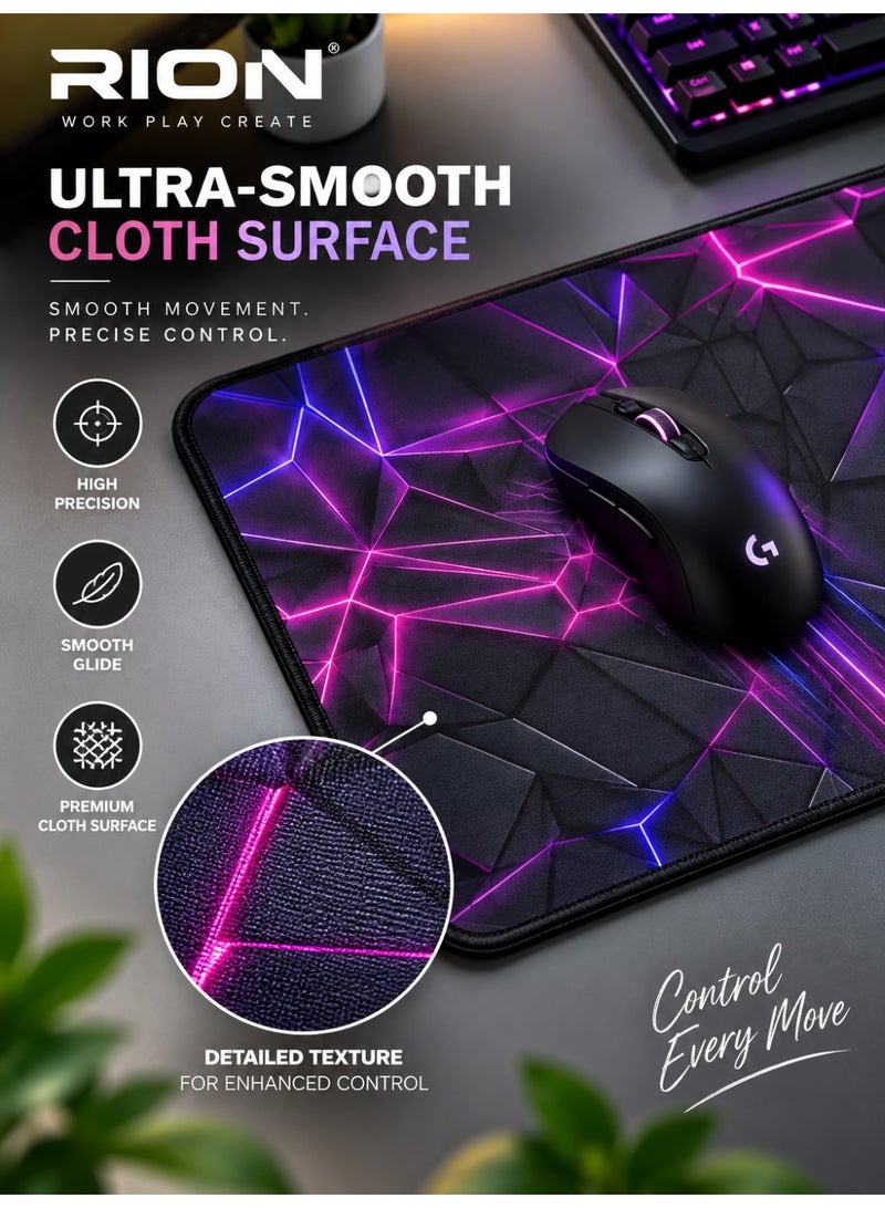 RION 3D Neon Crack Gaming Mouse Pad, Large Extended Desk Mat, Smooth Cloth Surface, Non-Slip Rubber Base, XXL Mousepad for PC, Laptop, Gaming, Office and Home - Image 2