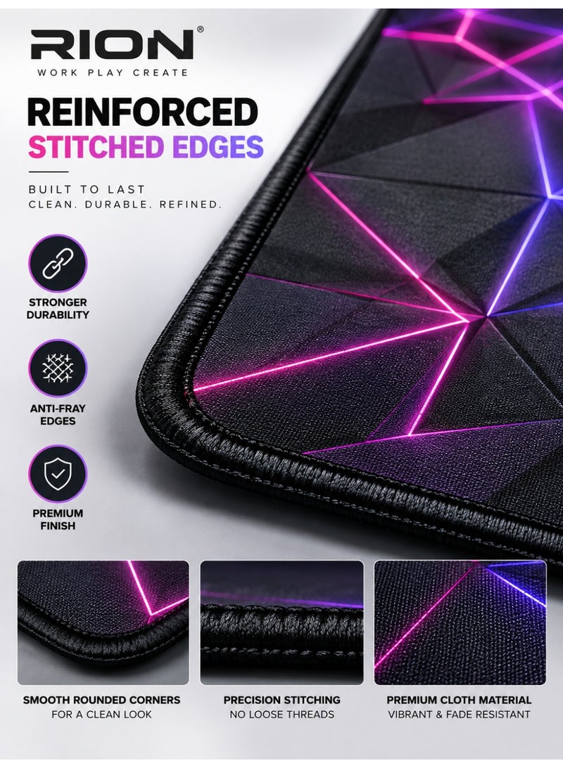 RION 3D Neon Crack Gaming Mouse Pad, Large Extended Desk Mat, Smooth Cloth Surface, Non-Slip Rubber Base, XXL Mousepad for PC, Laptop, Gaming, Office and Home - Image 5