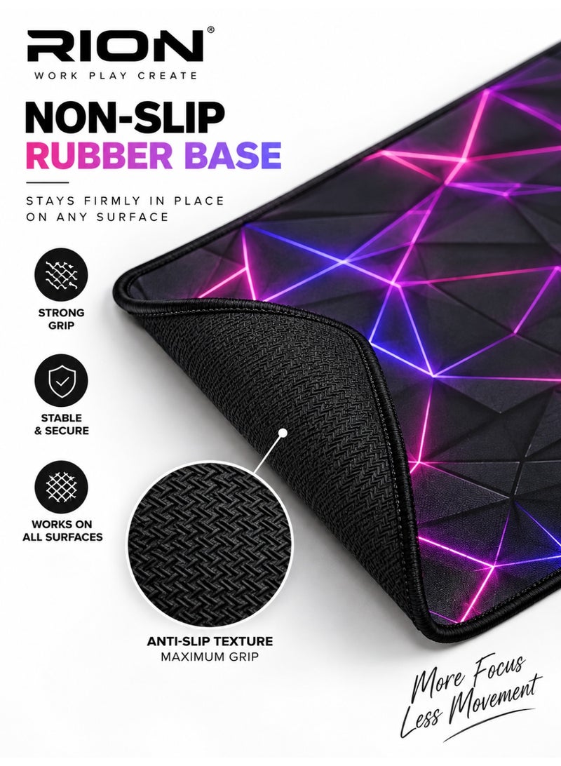 RION 3D Neon Crack Gaming Mouse Pad, Large Extended Desk Mat, Smooth Cloth Surface, Non-Slip Rubber Base, XXL Mousepad for PC, Laptop, Gaming, Office and Home - Image 4