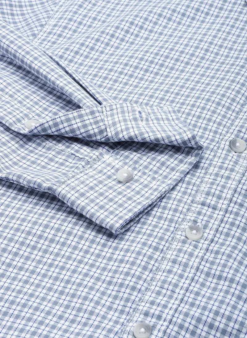The Indian Garage Co Men Regular Fit Checkered Full Sleeves Cutaway Collar Casual Shirt