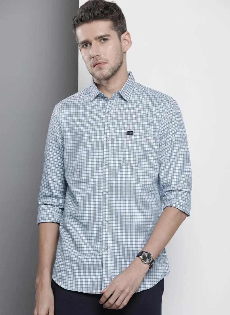 The Indian Garage Co Men Regular Fit Checkered Full Sleeves Cutaway Collar Casual Shirt