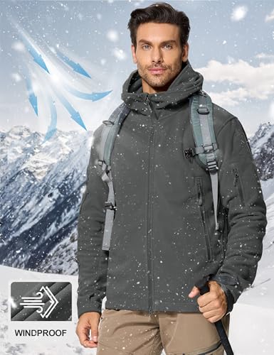 CRYSULLY Men's Autumn Winter Military Tactical Jackets Camping Sailing Field Fleece Jacket Snow Coat Gray - Image 3
