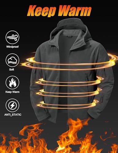CRYSULLY Men's Autumn Winter Military Tactical Jackets Camping Sailing Field Fleece Jacket Snow Coat Gray - Image 2