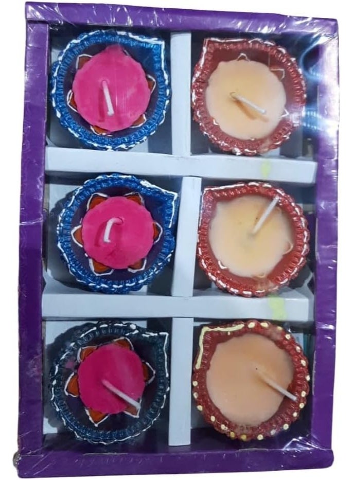 جيني مجموعة ديا جيني للزينة - ديا طينية قابلة لإعادة الاستخدام، بدون شمع، عبوة من 6 قطع، لإضاءة المهرجانات، ومستلزمات البوجا، وديكور الاحتفالات - Image 1