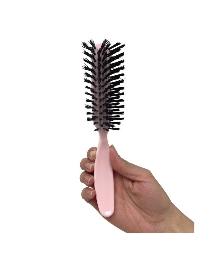 Styling Gear Detangling Hair Brush Nylon Bristles 7 Row Teasing Womens Brush For Thick Hair Small Travel Hairbrush Brush For Hair 1 Pcs. (Light Pink) - Image 1