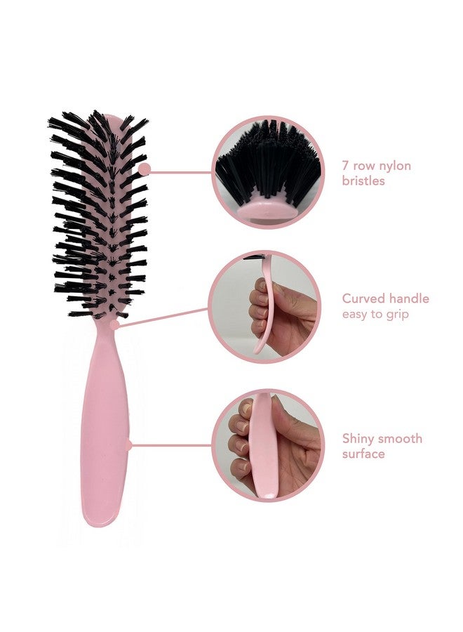 Styling Gear Detangling Hair Brush Nylon Bristles 7 Row Teasing Womens Brush For Thick Hair Small Travel Hairbrush Brush For Hair 1 Pcs. (Light Pink) - Image 4