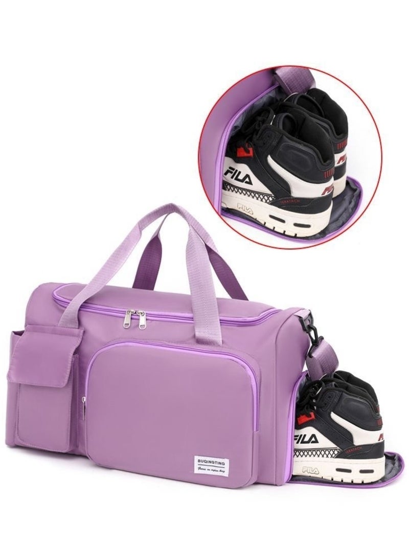 CHU DAI Travel Duffel Tote Bag,Travel Weekender Overnight Bags Women Carry On Bag Totes for Airplanes,Sports Gym Duffle with Trolley Sleeve, Pink/Green  - Image 2