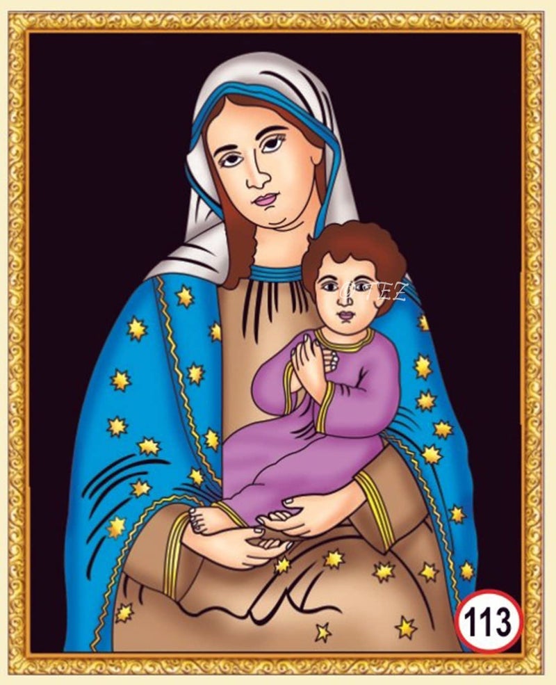 Tez DIY - Emboss Painting Kit, Lord Mary Matha with Child Jesus, Medium(13x19 inch), Design No. 113 - Image 1