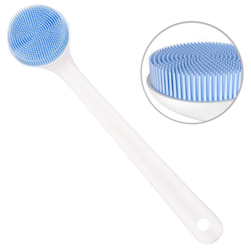 V-TOP Back Scrubber for Shower, Silicone Body Scrubber Long Handle with Soft Bristles, Bath Body Washer Shower Exfoliator Brush for Men and Women, BPA Free, Non-Slip - Image 1