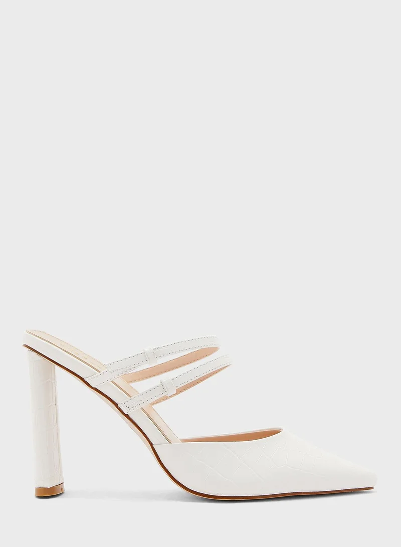 ELLA Double Strap Croc Effect Slip On Pump